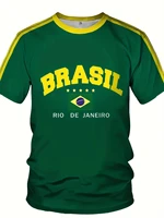 2025 Summer New Five-star Brasil Print T-shirt For Men Short Sleeve O-neck Tees Vintage Casual Sports Mesh Jersey Oversized Tops 5