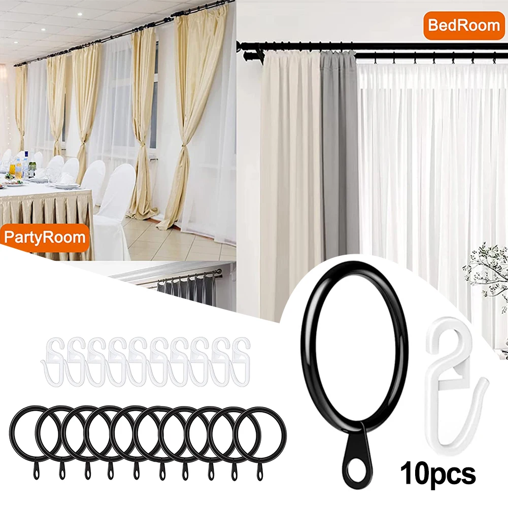 10pcs Metal Curtain Rings Curtain Hanging Rings Plastic Curtain Hooks For  27mm Curtain Rods Home Curtain Accessories - AliExpress