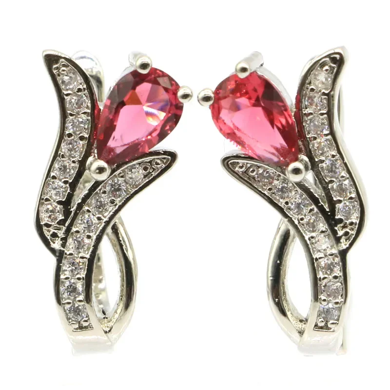 Customized 925 SOLID STERLING SILVER Earrings Charming Real Green Emerald Red Ruby Blue Aquamarine Tourmaline Citrine CZ Women W