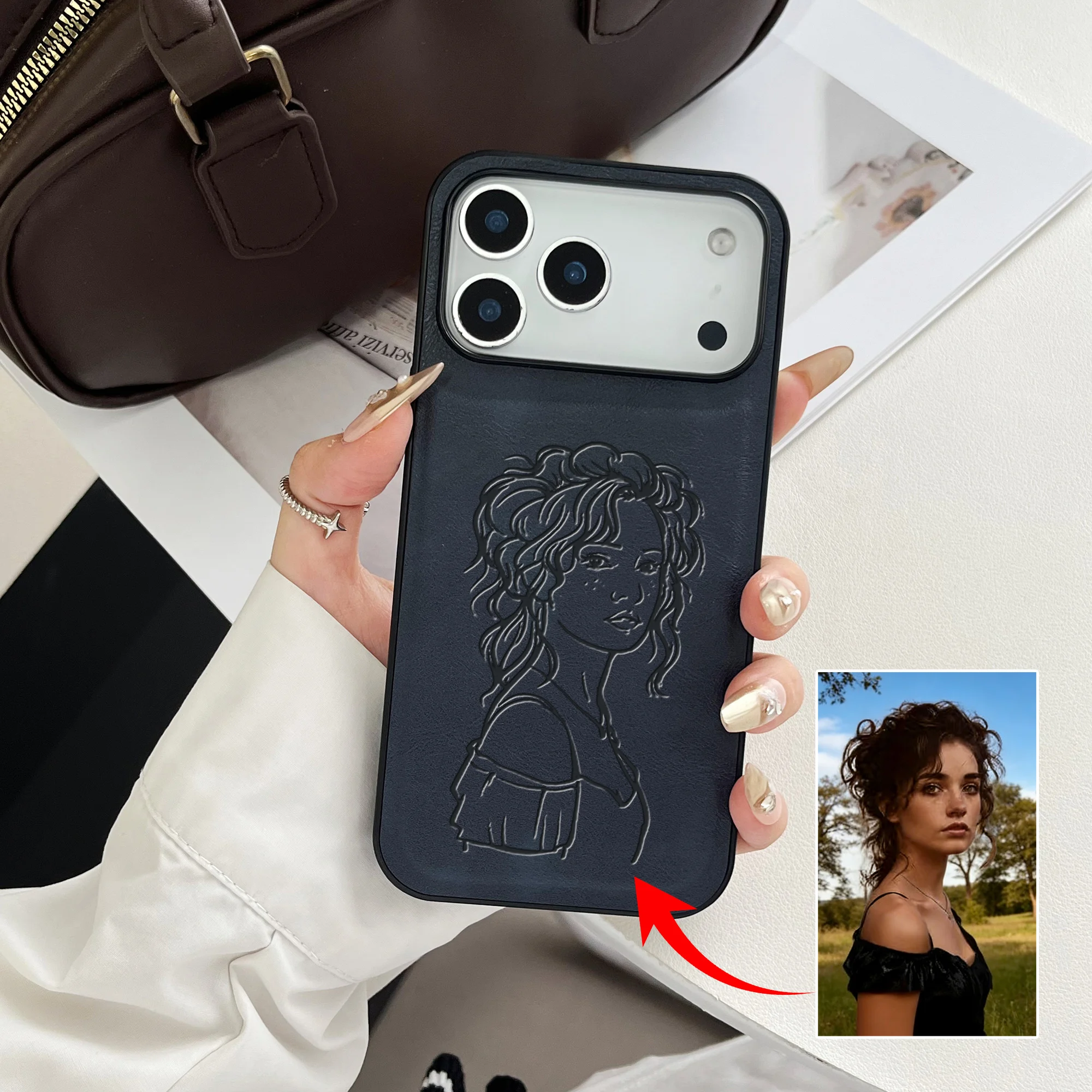 Custom DIY Photo Personalized Sketch 3D Laser Engraving Soft Faux thumbnail 5