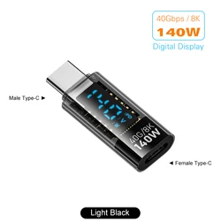 Ultra - Fast 90 Degree USB - C Adapter with LED Display and PD 140W 8K Extender (Light Black 140W)