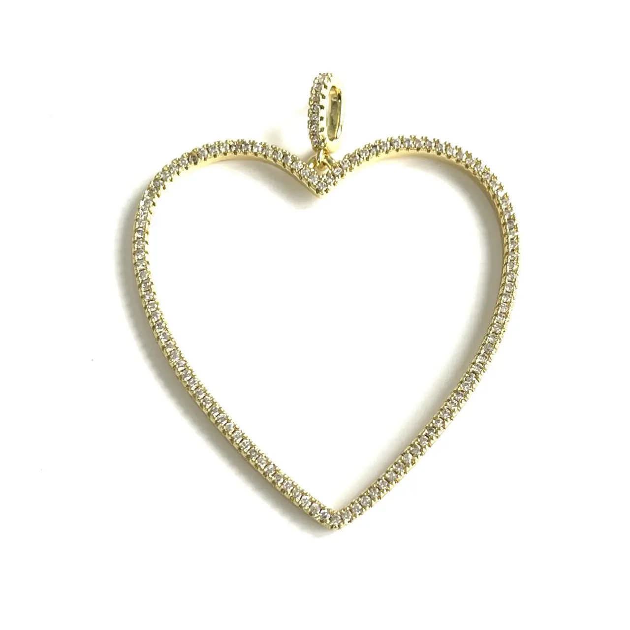 5Pcs Heart Charms Gold Plated Cubic Zirconia Paved Pendant 24x24.5mm For  Woman Bracelet Necklace Handcraft Jewelry Accessories