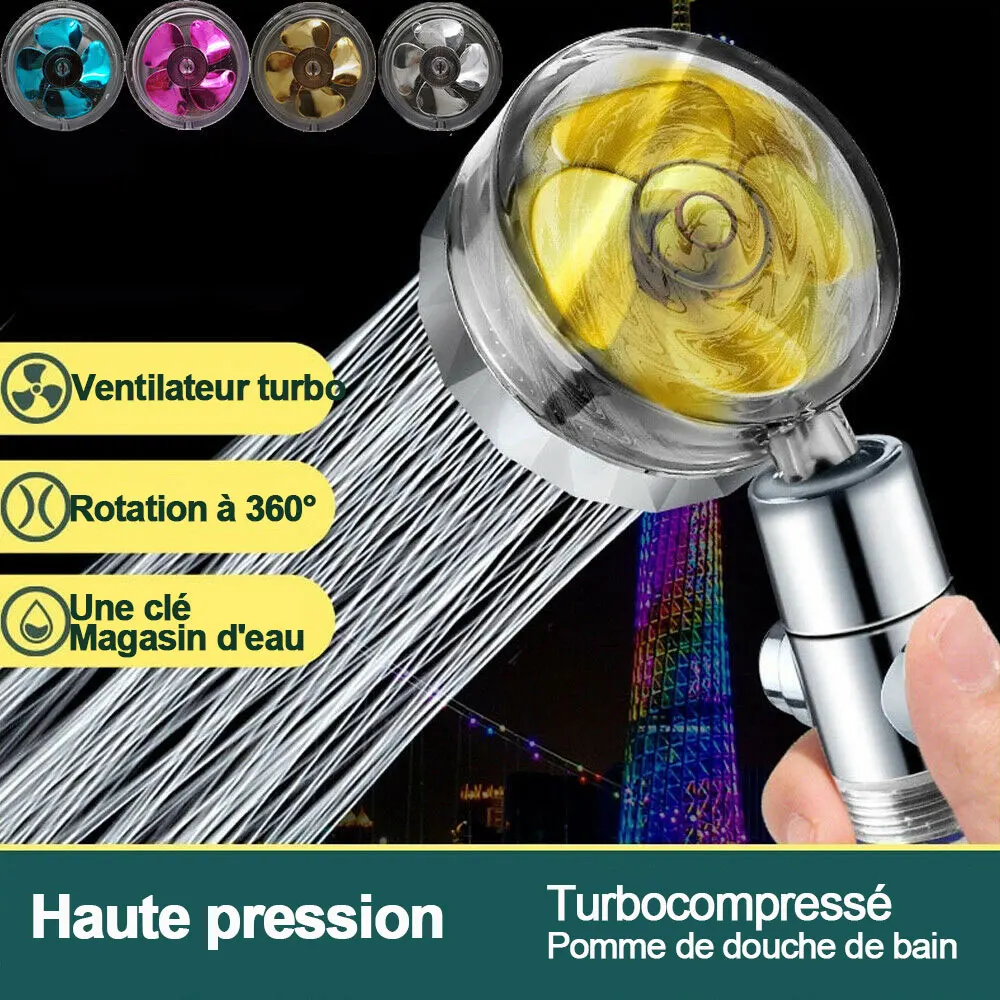 Pommeau De Douche Haute Pression Anti-calcaire - 360° Rotatif - 3 Filtres PP - Économie D'Eau