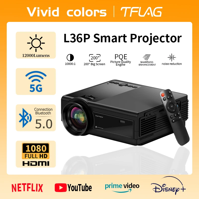 8500 Lumens Mini Projector, 1080P Supported, Portable Movie Outdoor  Projector with 55,000 Hrs LED Lamp Life, Compatible with TV Stick, HDMI,  VGA, TF