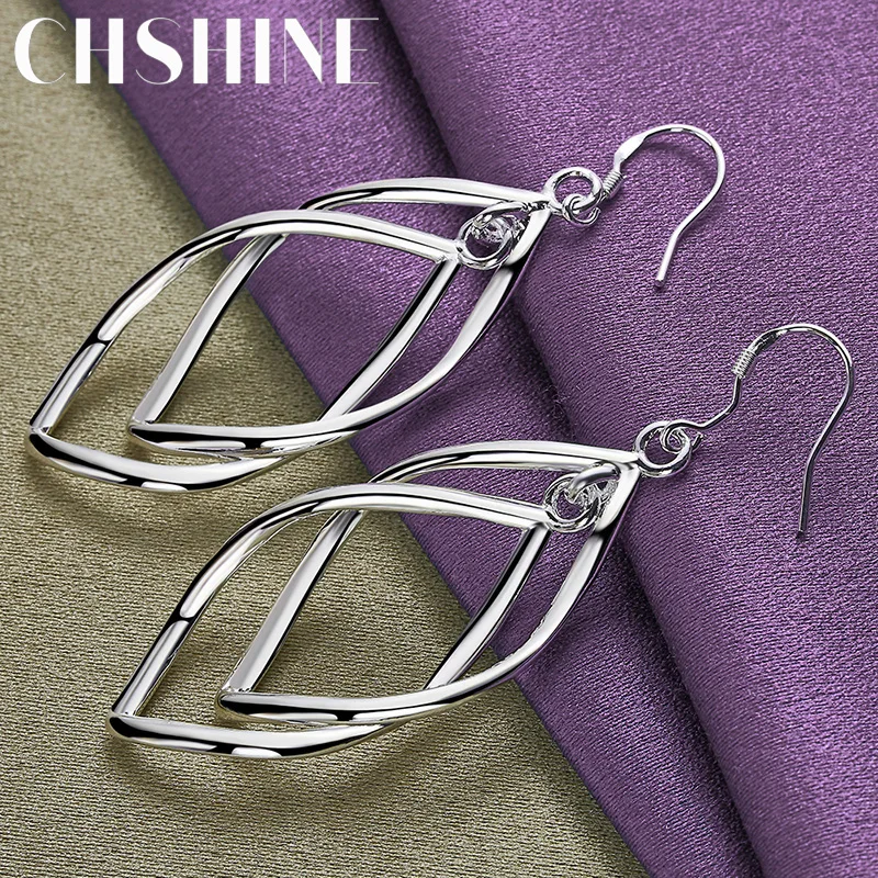 

CHSHINE 925 Sterling Silver Double Leaf Frame Earrings For Women Wedding Party Fashion Charm Jewelry