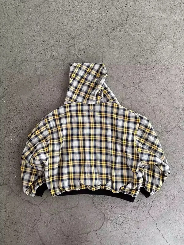 Winter Casual Plaid Print Hoodie Women's Warm Zip-Up