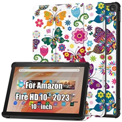 Sleek PU Leather Tablet Cover with Stand Function for Fire HD 10 (2023) (Colorful Butterfly)