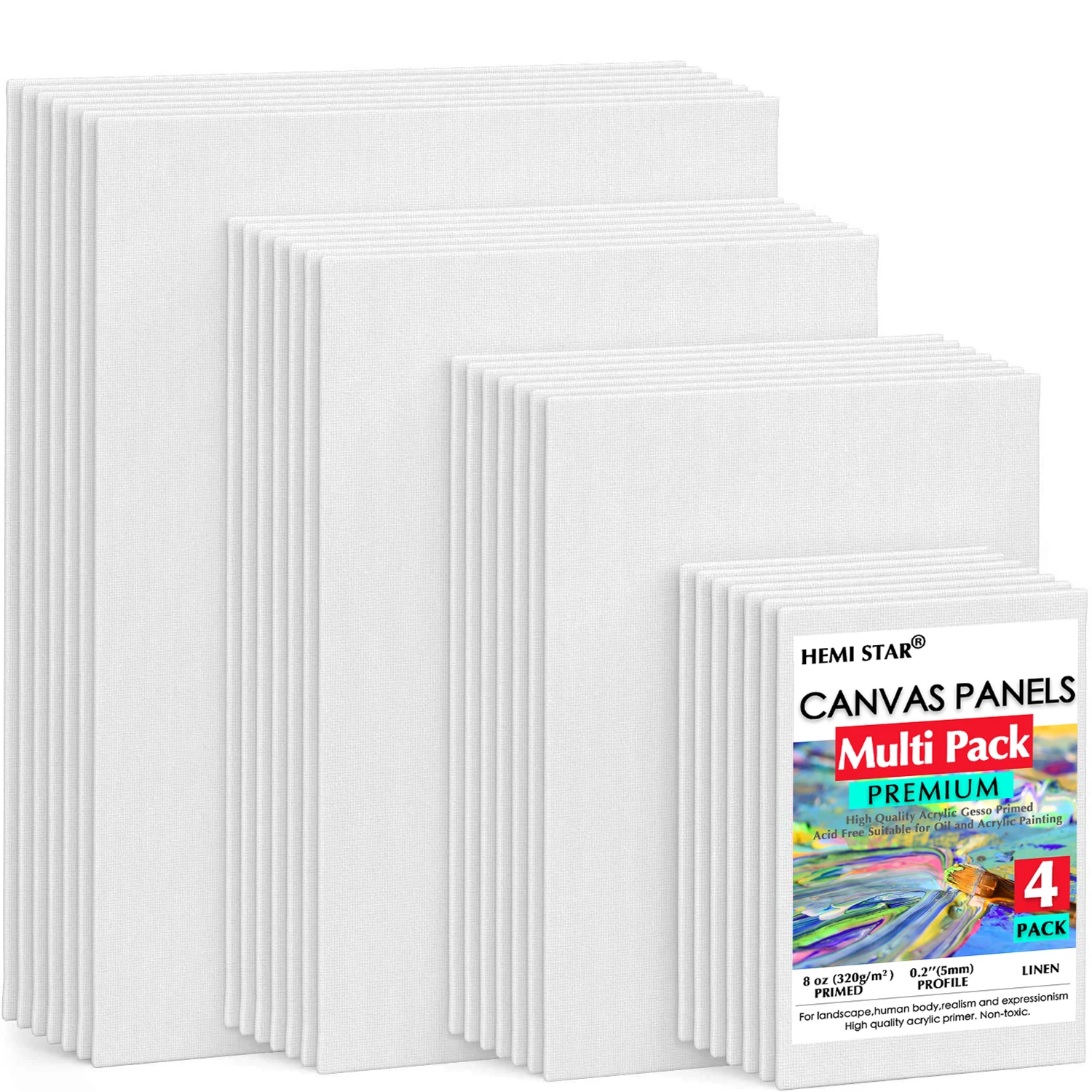 3pcs Painting Canvas Panels, White Blank Flat Canvas Boards For Acrylic,  Oil, Watercolor & Tempera Paints