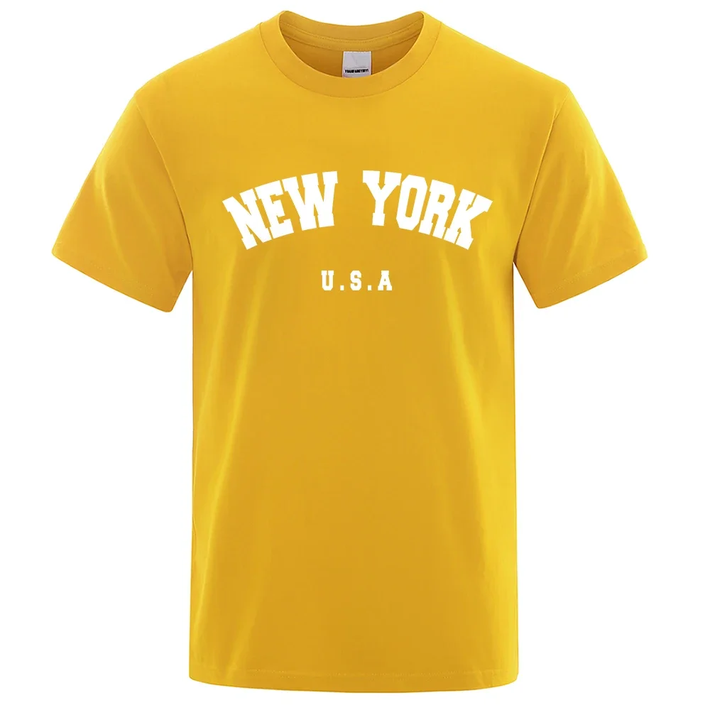 thumbnail image 1 of Camisetas estampadas de ciudad de Nueva York, EE. UU., para hombre, holgadas, de gran tamaño, a la moda, transpirables, de manga corta, de algodón, 1 of 5