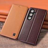 Flip Case For SAMSUNG Galaxy A14 A24 A34 A54 5G Genuine Leather Magnetic Cover Cowhide Napa Texture Card Pocket Wallet Cases