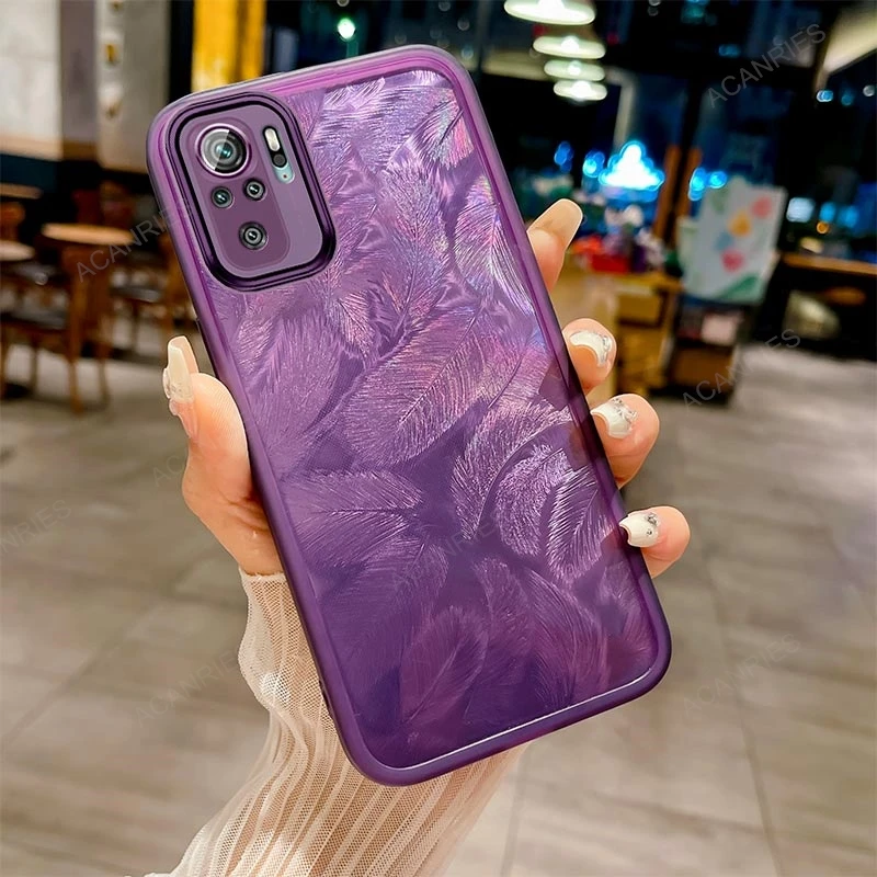 Glitter Feather Pattern Silicone Soft Case Back Cover