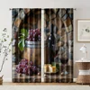 2pcs, Curtain Cloth Grapes & Red Wine Theme Durable Polyester (without rod) Art Deco Festive Use for Bedroom, Kitchen, Office & 2