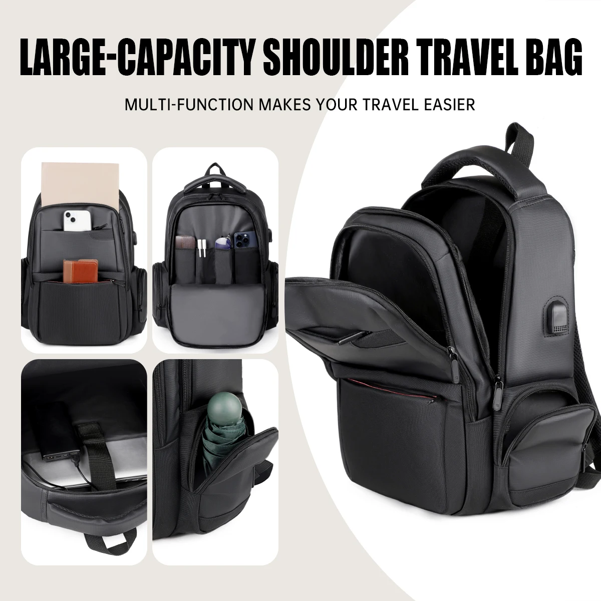 Business Backpack for Male High School Students and College Students, Large-Capacity Computer Bag, Business Trip Backpack, Lightweight Sports Travel Backpack