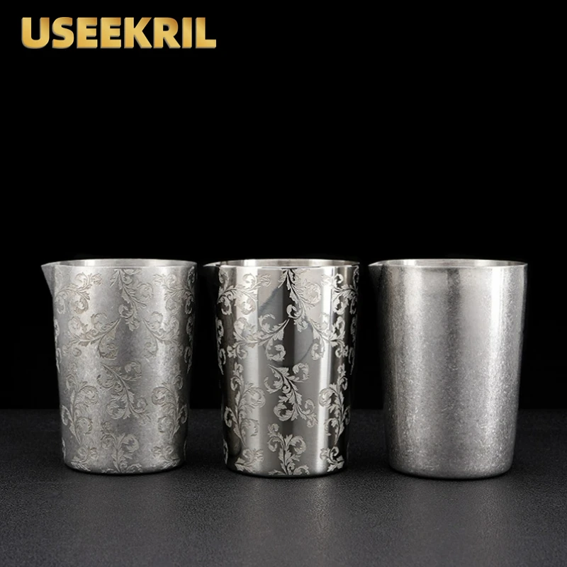 Stirring Tin Stainless Steel Carved Pattern Cocktail Mixing Glass Double-Walled Cocktail Accessories Bar Accessories