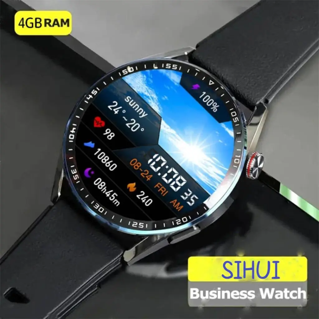 New Business 466*466 Amoled Smart Watches Men 4G Memory Local Music Player Bluetooth Call Sport Man Smartwatch Per Huawei Xiaomi