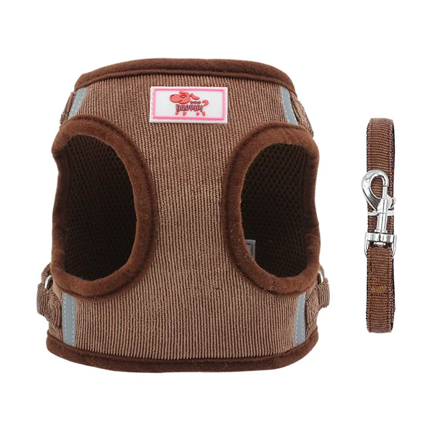 Dog Harness Dog Traction Rope Corduroy Breathable Dog Chest Strap Reflective Pet Chest Strap Walking Rope Set 6