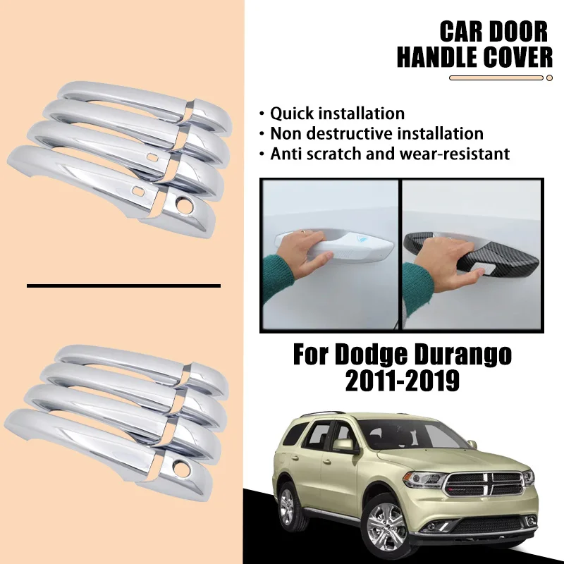

Door Handle Cover For Dodge Durango MK3 WD 2011-2019 ABS Exterior Carbon Fiber Black Chrome Car Accessories Stickers Rustproof