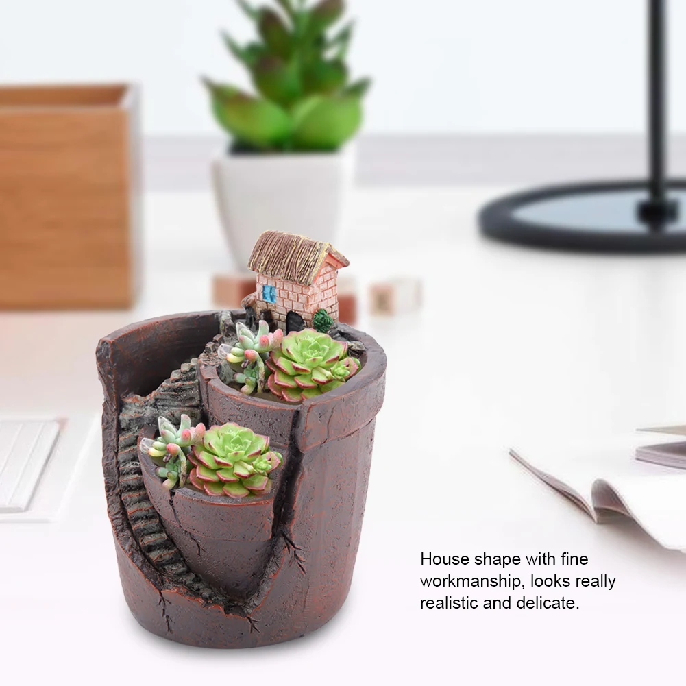 Elegant Resin Succulent Planter - Decorative Flower Pot for Home and Office Decor