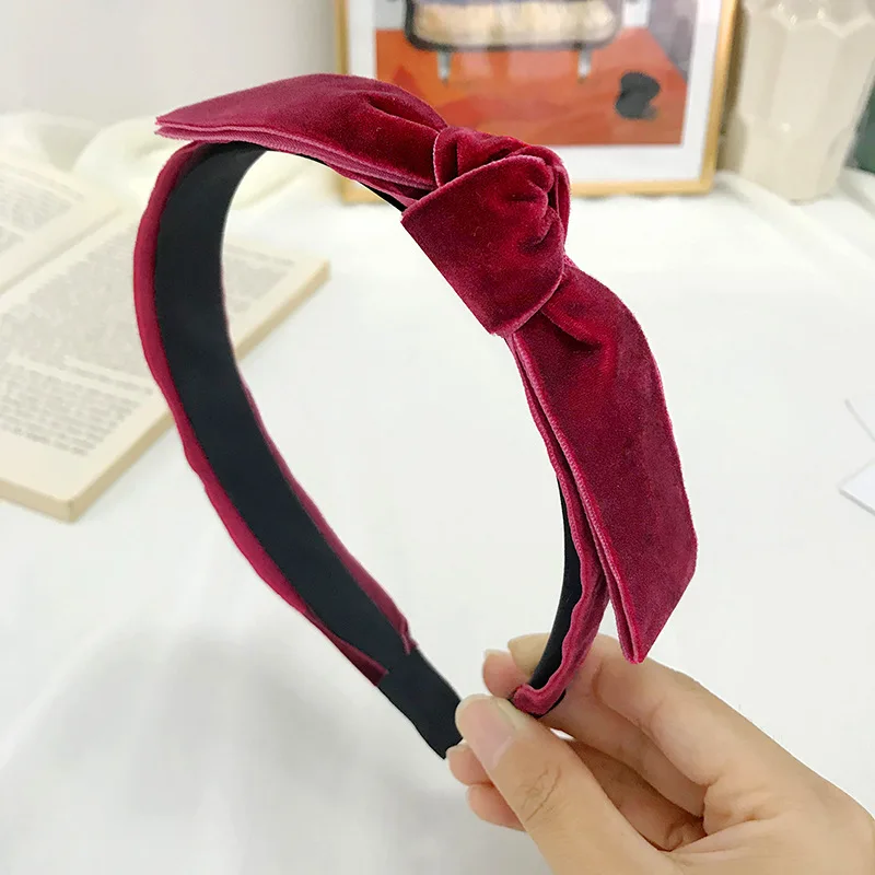 

Hair Accessories Women's Velvet Middle Knotted Wide Side Headband Fashion Wild Hairband Wash Sports Hair Hoop Headwear Girl New