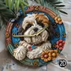Wooden wall clock with a cute Shih Tzu design, perfect for home decor. Requires AA batteries 1