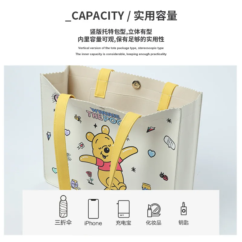 Disney Purses and Handbags Winnie The Pooh Canvas Bags for Women Large Capacity Kawaii Shoulder Bag Anime Case Cute Wallet