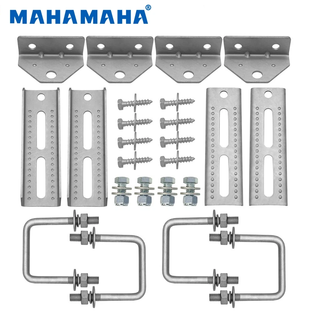 (4) 8" Swivel Bunk Bracket Kit with Hardware For Trailer Hardware Suitable For 3"x3" Boat Trailer Crossmember Cross Components