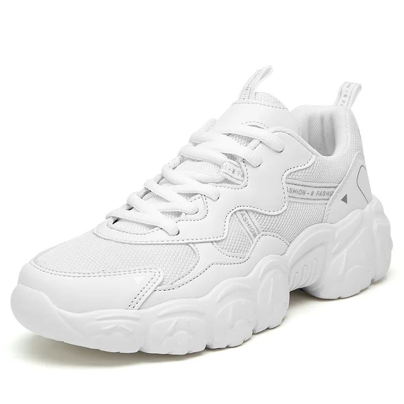 

Women Size 35-41 Real Leather Casual Sneakers For Women White Black Platform Shoes Lace-Up Heels Footwear Girls Pumps Student