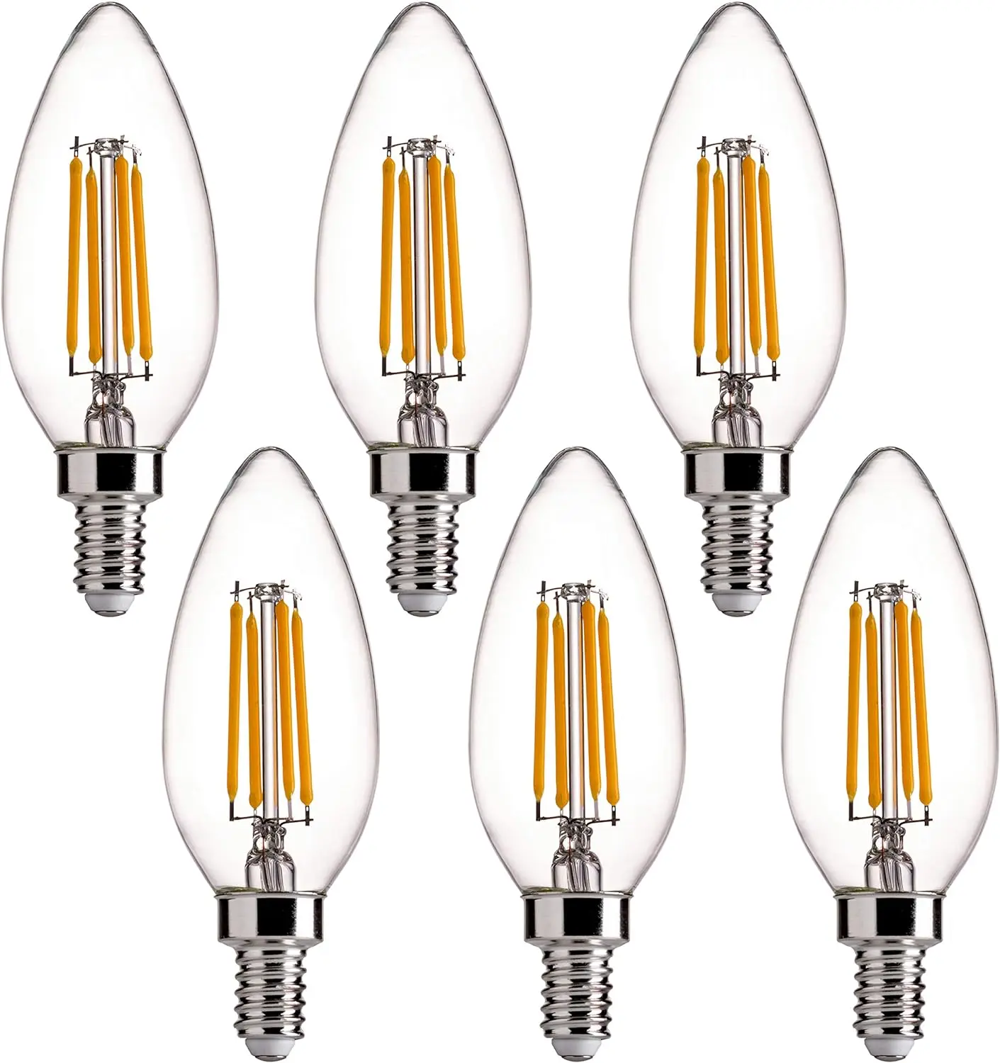 

Лампа для люстры E12 светодиодный, не диммируемая, 4000K, 60 Вт, эквивалент C35 B11, потолочный вентилятор Эдисона, лм, 6 упаковок