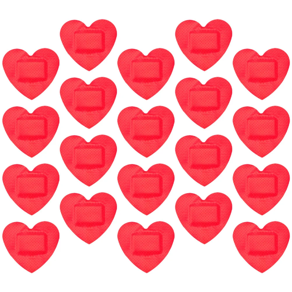 

Besportble Heart Wound Stickers First Aid Gauze Childrens Bandaids Cartoon Fabric Bandage Adhesive Patches Red