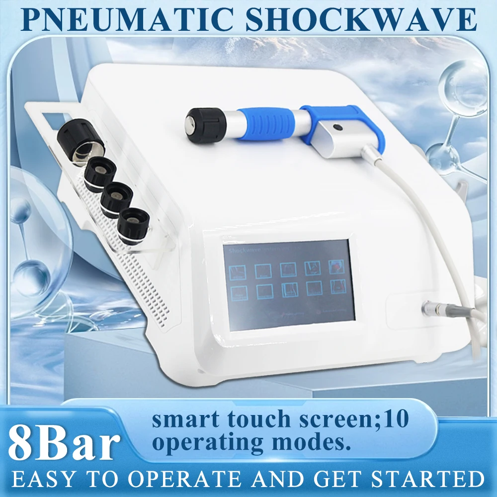 

8Bar Pneumatic Shockwave Therapy Machine Physiotherapy Shock Wave Device ED Treatment Pain Relief Relax Body Massager