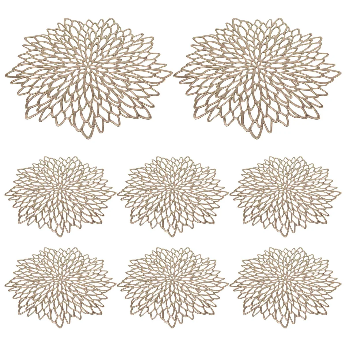 

Golden Round Placemat, Round PVC Cutout Place Mat Christmas, Wedding, Banquet, Restaurant, Hotel, 15.5 Inch (8 Sets)