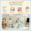 3 Pieces Height Adjustable Kids Table and Chairs for Daycare, Green 5