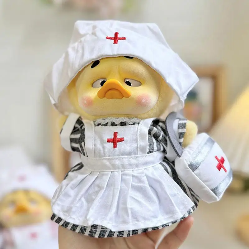 Clothes only for Annoying Duck Doll Baby Clothes Small Yellow Duck Doll Clothes Striped Nurse Suit Set