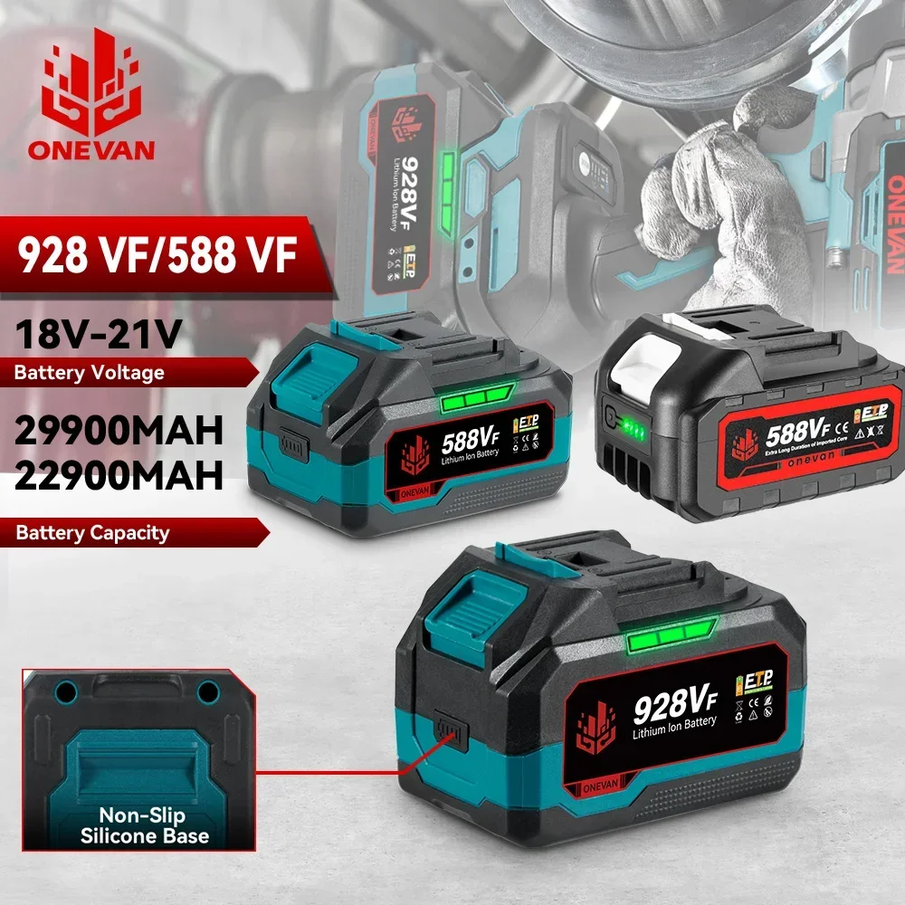 Rechargeable Lithium Battery 22900mAh 29900mAh Battery 588VF Capacity Indicator For 21V 18V Electric Wrench Drill Power Tool