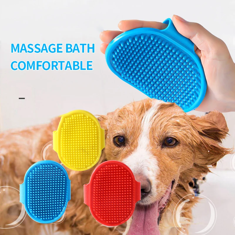 

New Soft Rubber Dog Brush Comb Cat Bath Brush Rubber Gloves Hair Fur Grooming Massage Brush Dog Cat 12.3* 9.7cm Dog Supplies