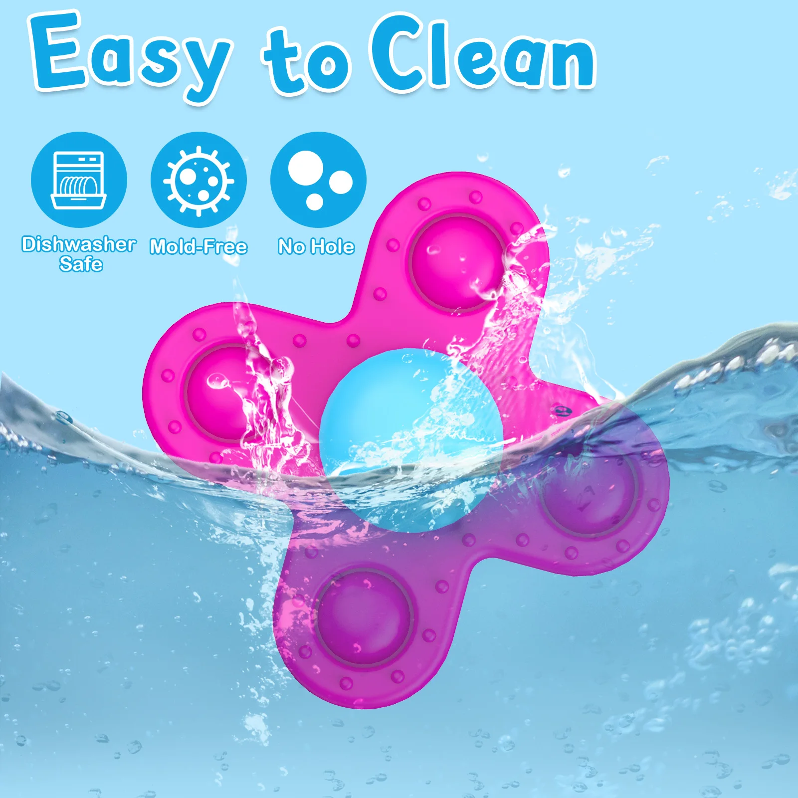 Suction Cup Spinner Toys Traditional Spin Teething Development Food Grade Silicone No Hole Safe for Kids Ages 10 months 1-3 4-8