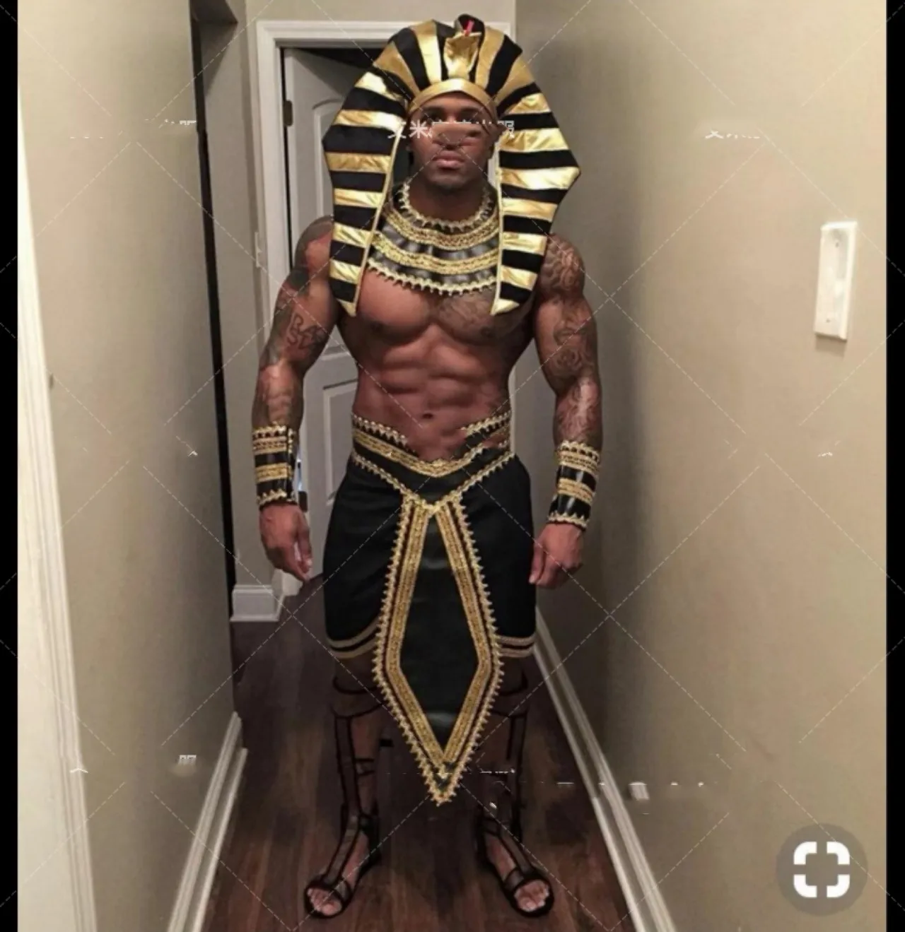 Handsomes Egyptian Man: The Ultimate Guide to the Night Club Sexy Show  Black Gold Party Costume, image size:1280x1319