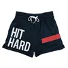 Summer Quick-drying Sports Shorts Men's Mesh Stretch Fitness Running Training Beach Pants HIT HARD Print GYM Basketball Short 5