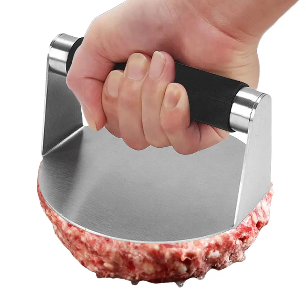 Burger Press Stainless Steel 5.5 Inch Smash Burger Press Round Hamburger Smasher Tool with Anti-Scald Handle for Perfect Smash Burgers Bacon
