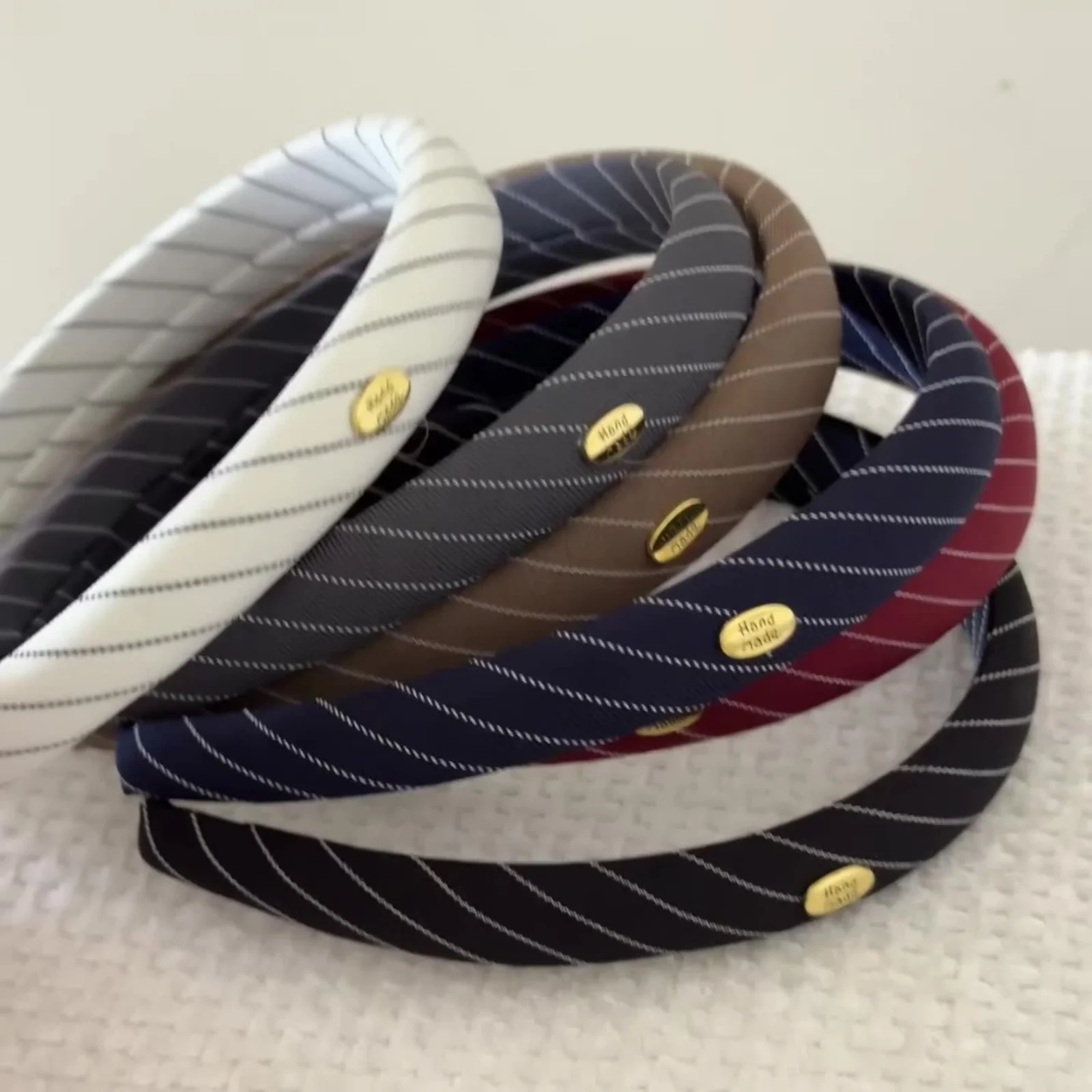 1PC Preppy Striped Headbands with Gold Accents, 5-Pack School - Style Hairbands for Teens, Cute Hair Accessories for Daily Wear