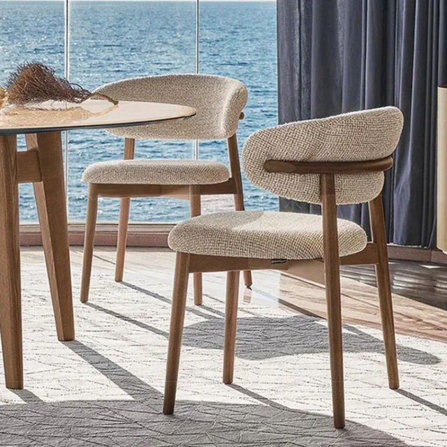Nordic solid wood dining chair modern minimalist light luxury designer fabric chair home leisure back chair