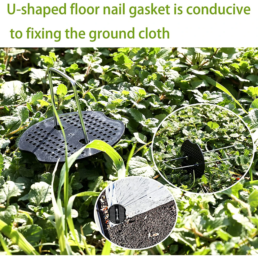 Garden Staples Landscape Staples and Gaskets Galvanized Steel Garden with Black Pads Pins Turf for Securing Weed Barrier Fabric Artificial