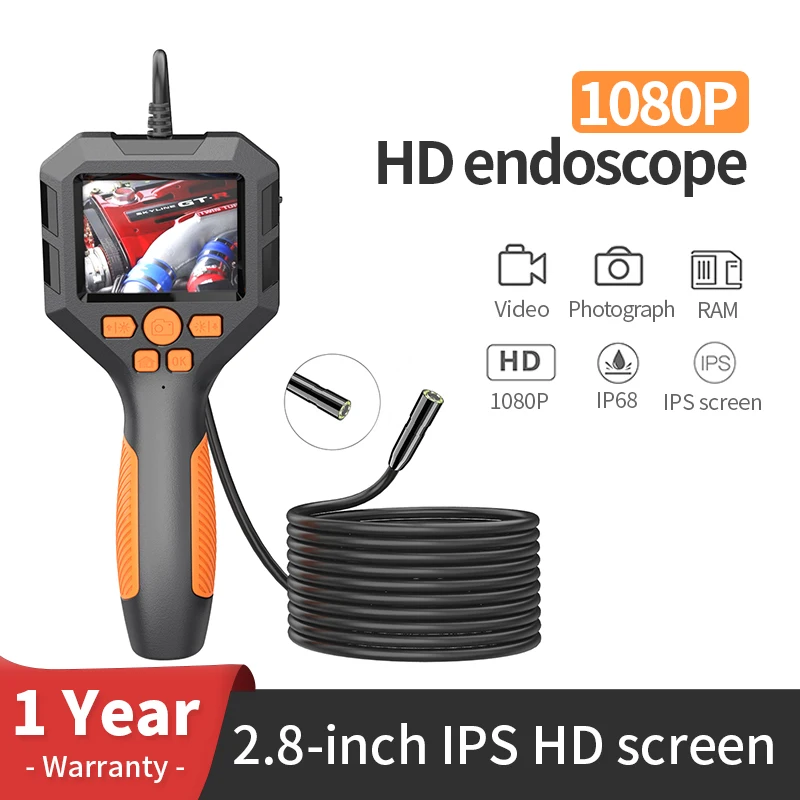

P10 Industrial pipe endoscope 3.9/5.5/8mm 2.8 inch ips color HD screen 1080P pixels for sewer pipe vehicle pipe camera endoscope