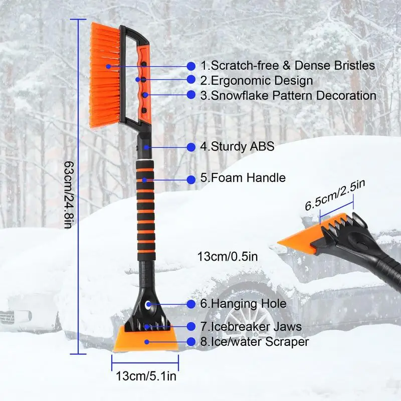 Car Snow Brush Extendable Anti-Rain Spray Cleaning Removal Scraper Winter Auto Brushes Windshield Deicer Remover Wash Defroster