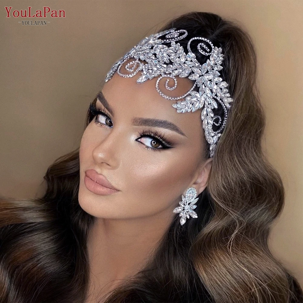 

YouLaPan HP443 Crystal Headbands for Women Wedding Bride Headband Hair Accessories Pageant Crown Flower Bridal Headdress Tiara