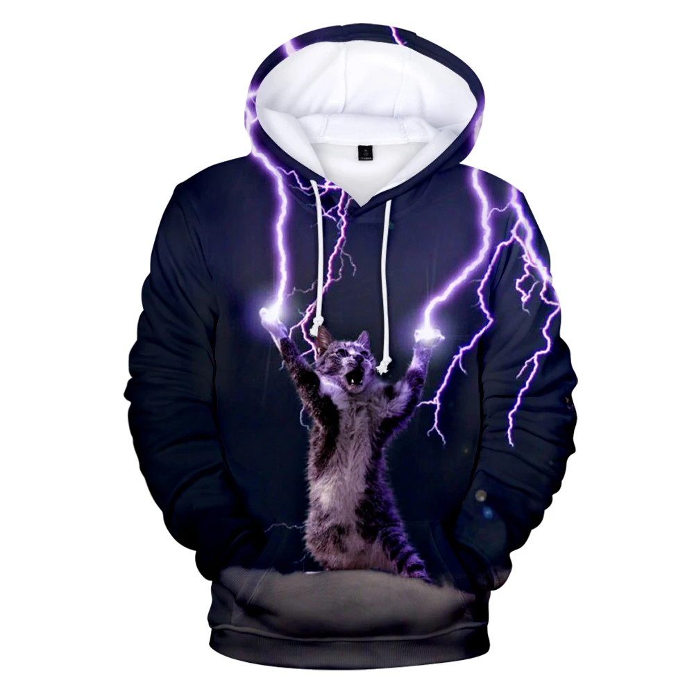 

Boy girls Clothes 3D Print Lightning Cat Hoodies Sweatshirt Men women College Hoody Oversized Thunder Sweatshirt child Clothes