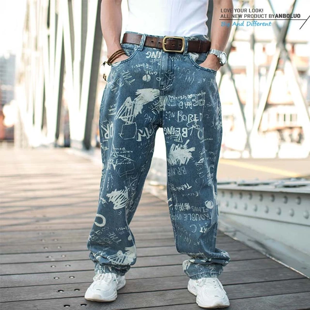 Jean extensible pour homme, pantalon de rue, imprimé, peinture à l'huile,  élégant, décontracté, tendance, Sexy et Cool, Hip-hop - AliExpress