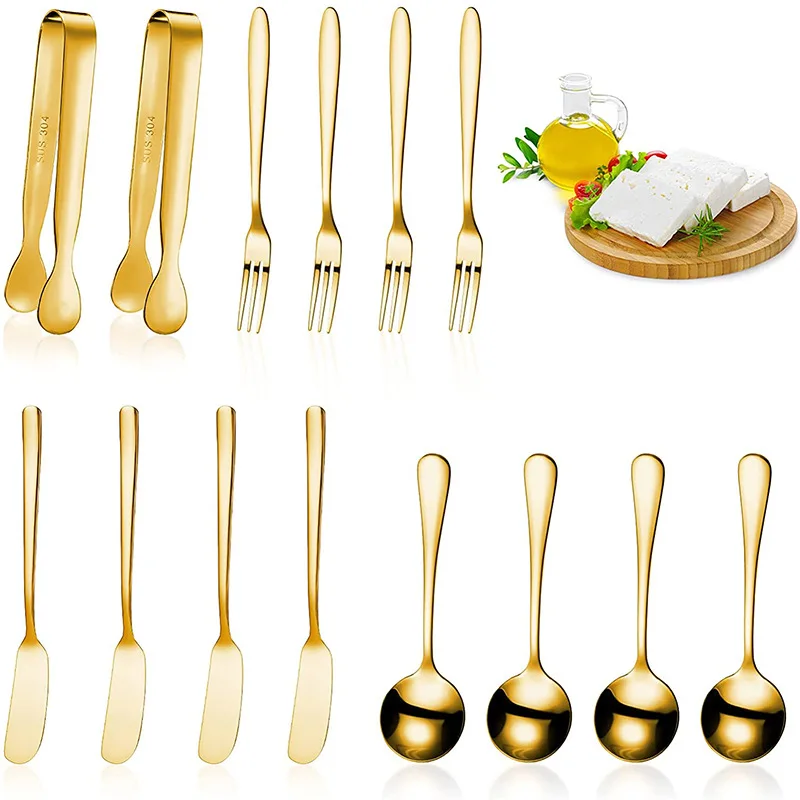 

14Pcs Cutlery Set Mini Serving Tongs Butter Spatulas Spoons Forks Home Non-Stick Tableware Novel Kitchen Cooking Accessories