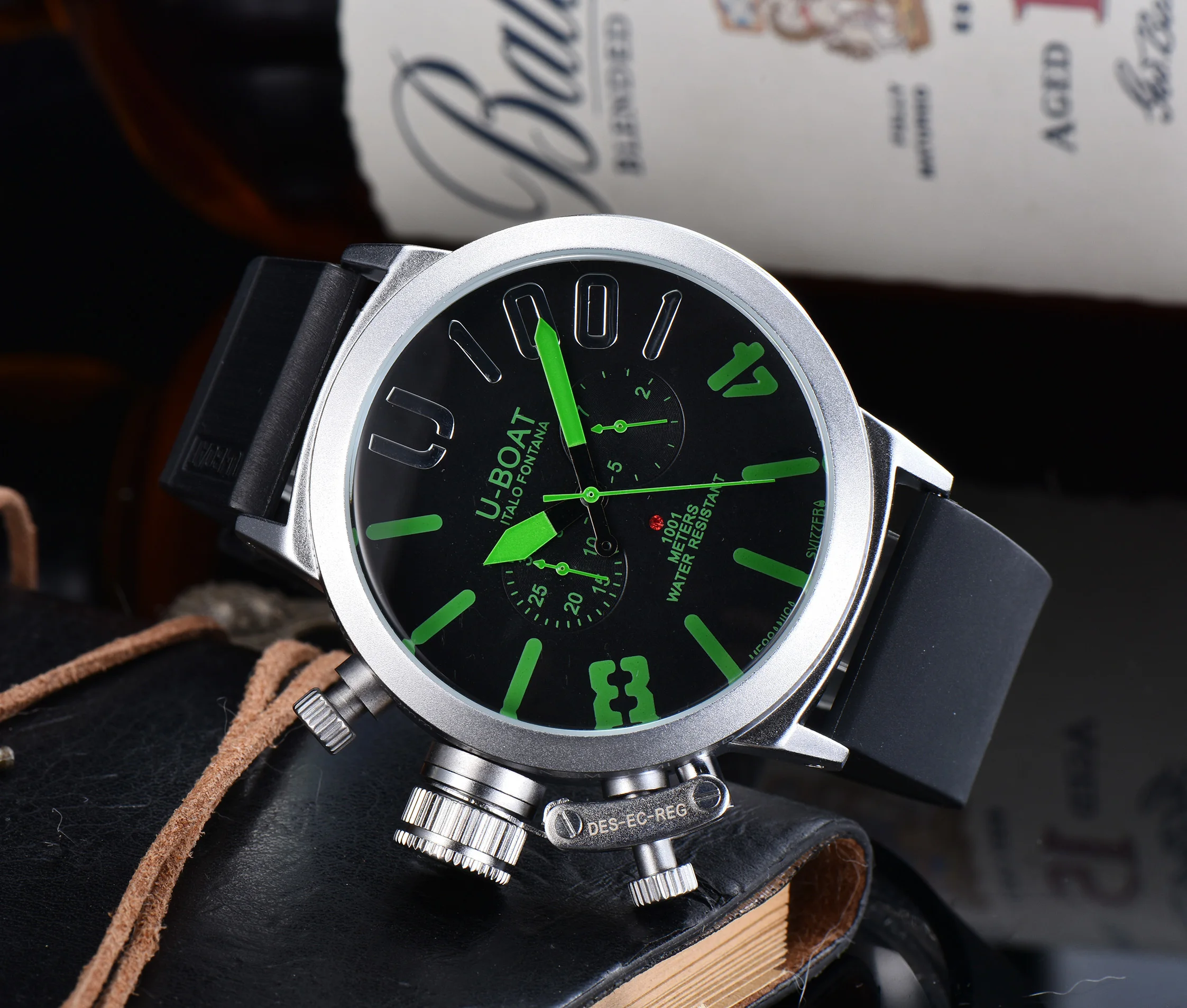 U-Boat Classico 1001 Style Men’s Watch Big Dial Stainless Steel Case Rubber Band