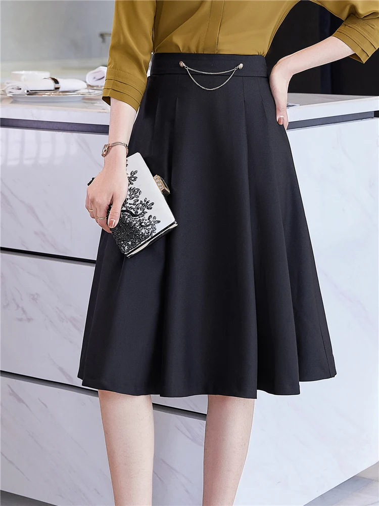 Women's Korean Fashion Big Swing Long Skirt Elegant A Line